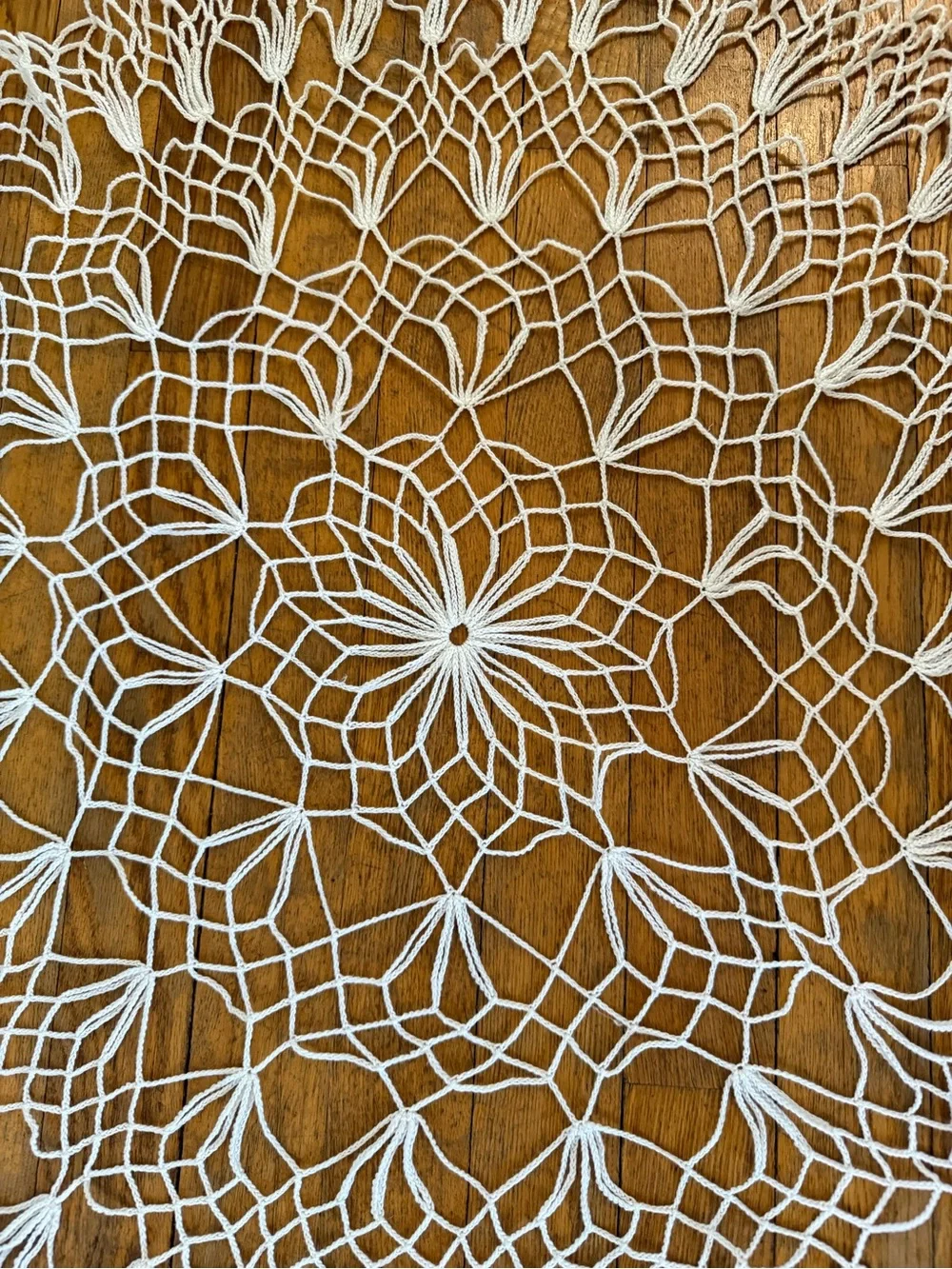 Handcrafted White Crocheted Doily Table Accent - 27 inch